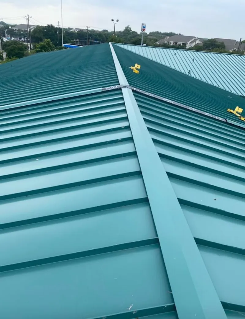 Green commercial metal roof ridge and valley for Metal Roof Repair in Coldwater
